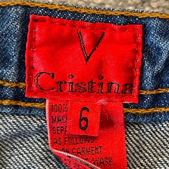 V Cristina Women's Rhinestone Distressed Jeans Size 6 Blue Denim Bling - Picture 4 of 10
